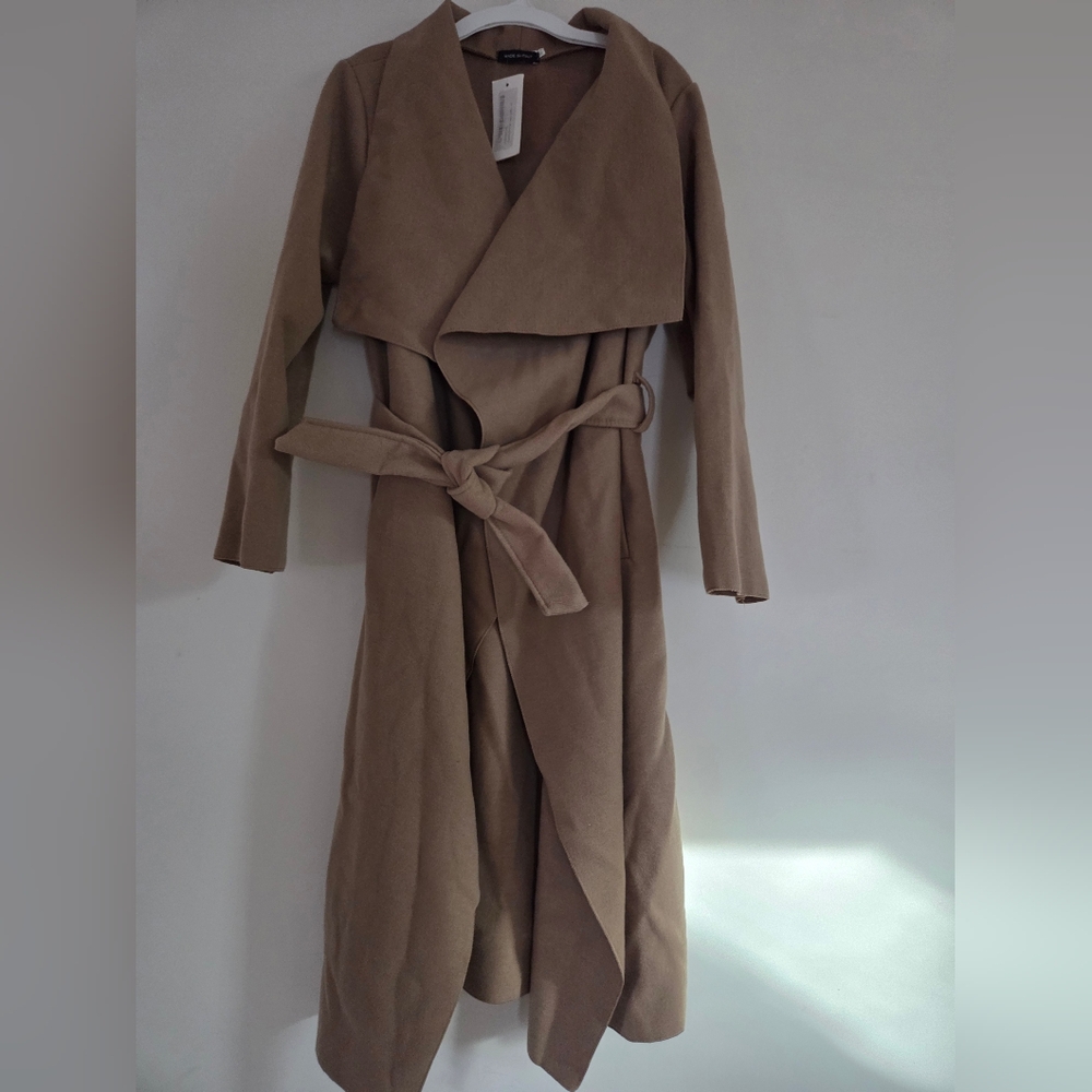Belted Waterfall Camel Coat